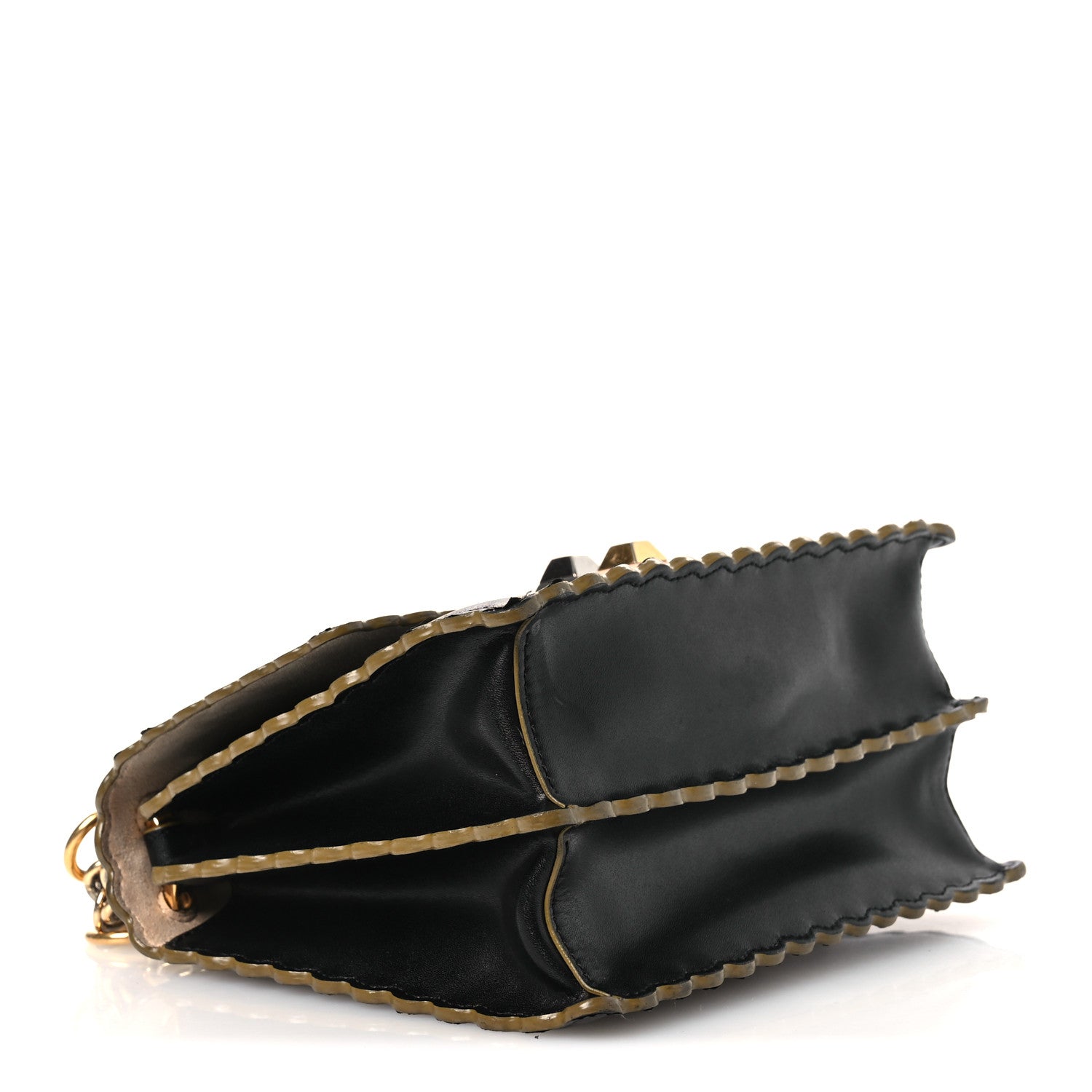 Vitello Liberty Scalloped Studded Small Kan I Shoulder Bag Black