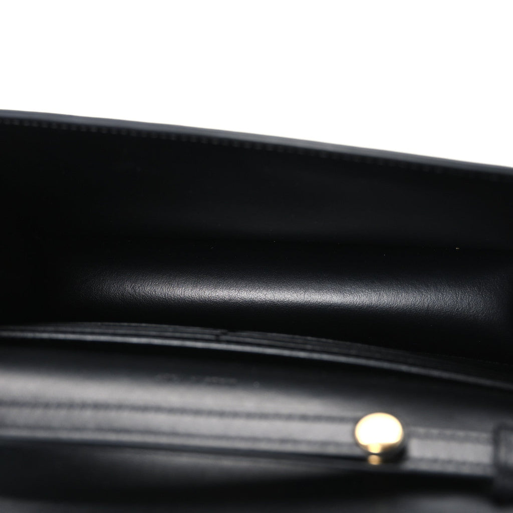 Shiny Calfskin Triomphe Margo Wallet on Chain Black
