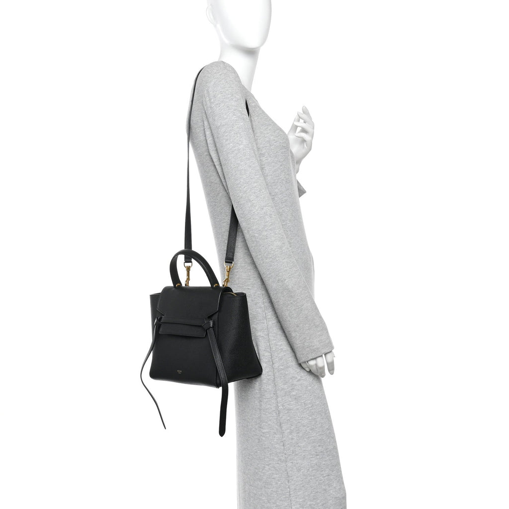 Grained Calfskin Mini Belt Bag Black