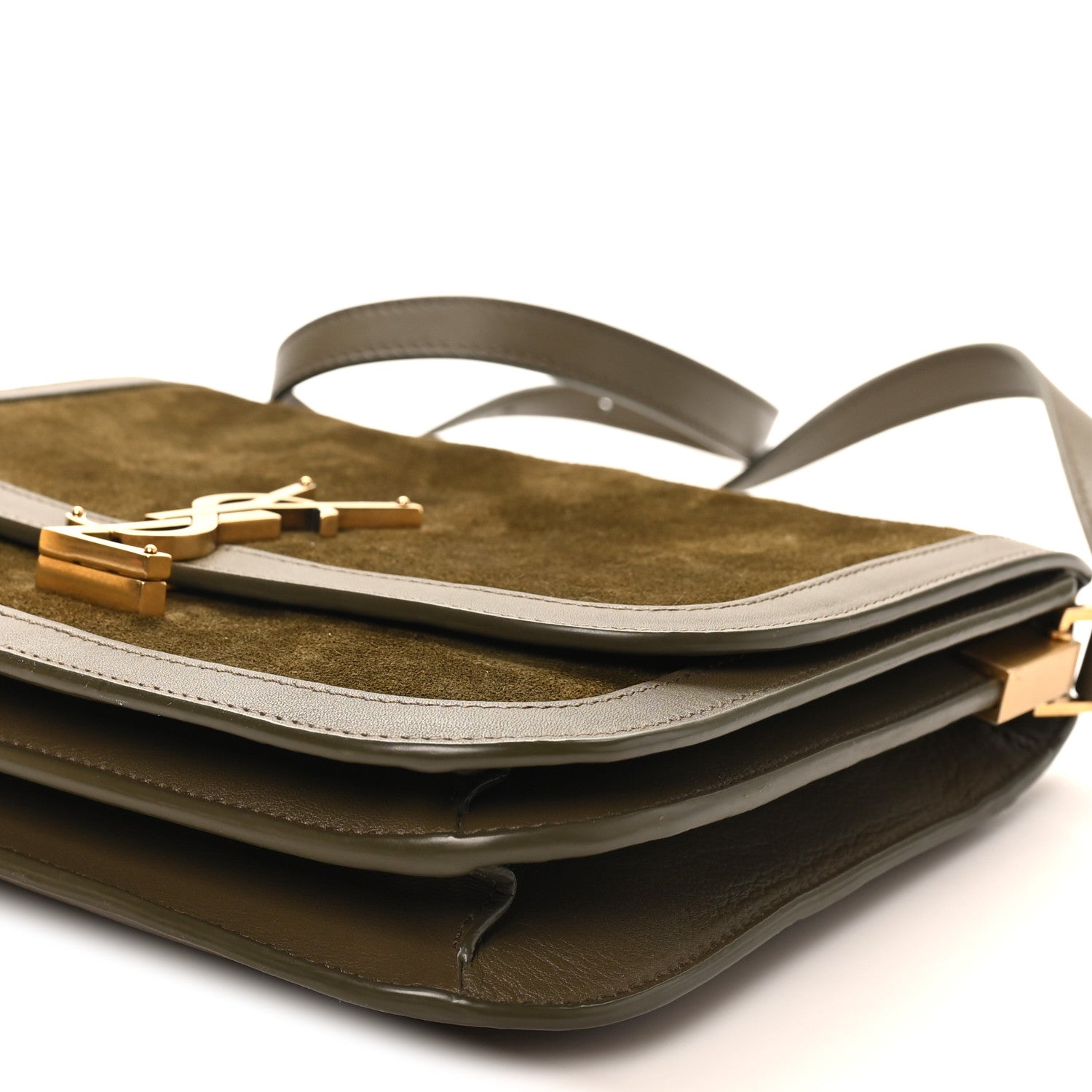 Suede Smooth Calfskin Monogram Medium Solferino Soft Satchel Olive