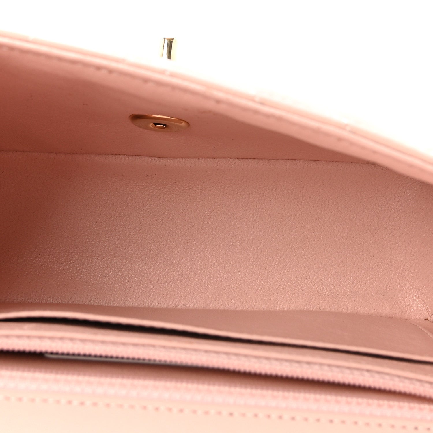 Calfskin Chevron Quilted Mini Rectangular Flap Light Pink