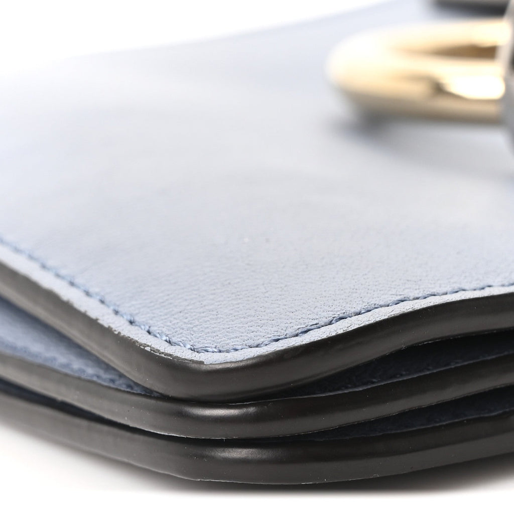 Suede Calfskin Mini Faye Bracelet Bag Washed Blue