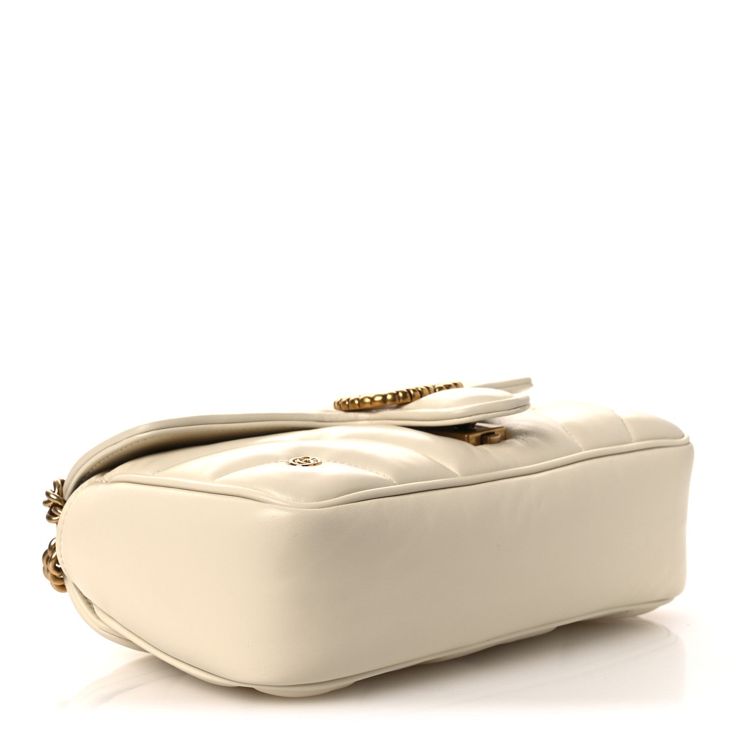 Nappa Matelasse Double G Studs Small Torchon GG Marmont Shoulder Bag Mystic White