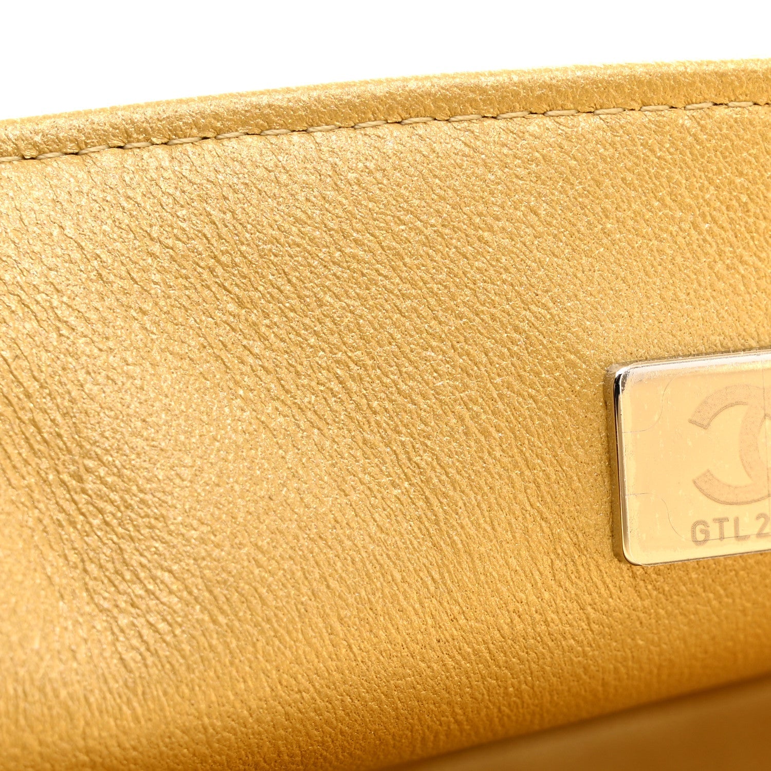 Metallic Caviar Quilted Top Handle East West Flap Gold