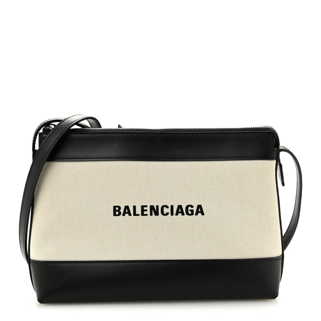 Cotton Canvas Pochette Crossbody Bag Black