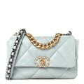 Lambskin Quilted Medium Chanel 19 Flap Light Blue