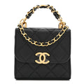 Caviar Quilted Coco First Clutch With Chain Black