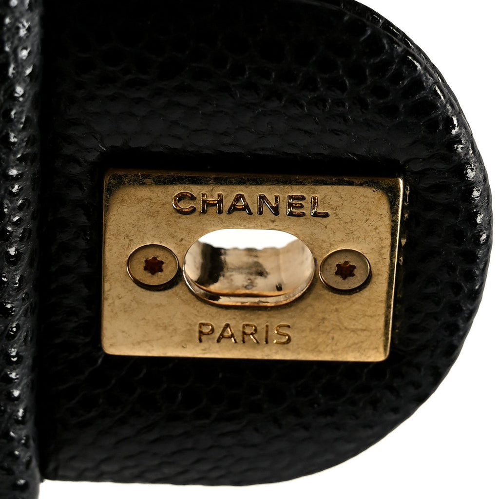 Grained Lambskin Quilted Mini Flap Black