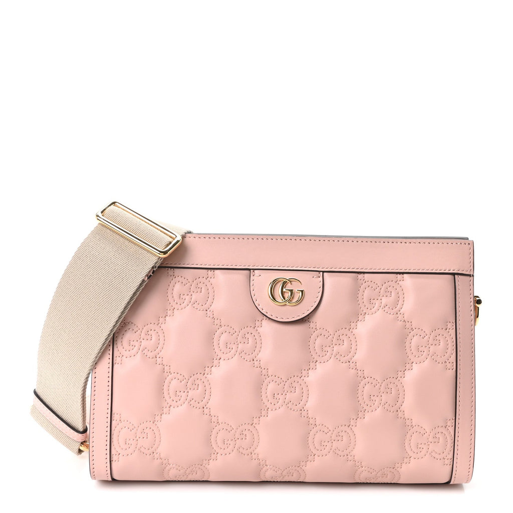 Calfskin GG Matelasse Small Slim Chain Shoulder Bag Perfect Pink Natural