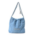 Denim Quilted Small Chanel 22 Light Blue