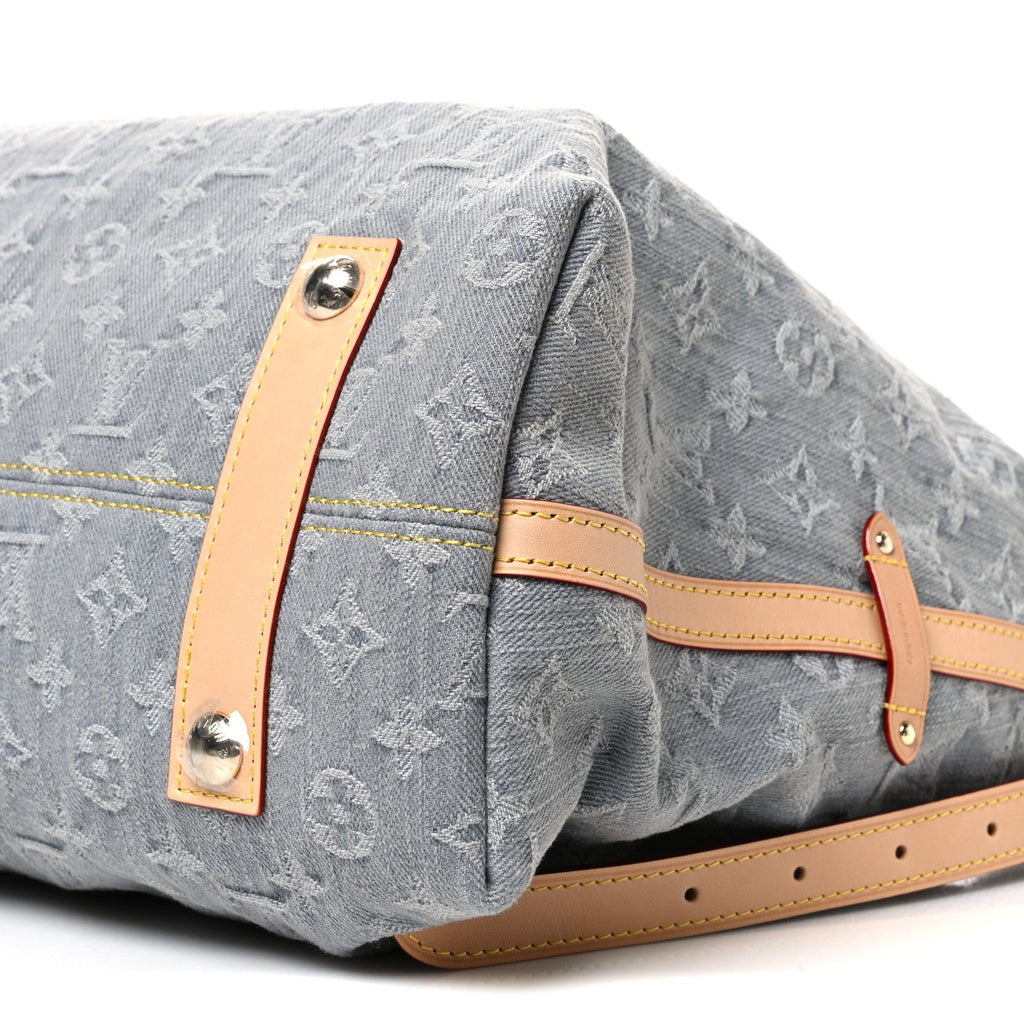 Monogram Denim CarryAll MM Washed Grey