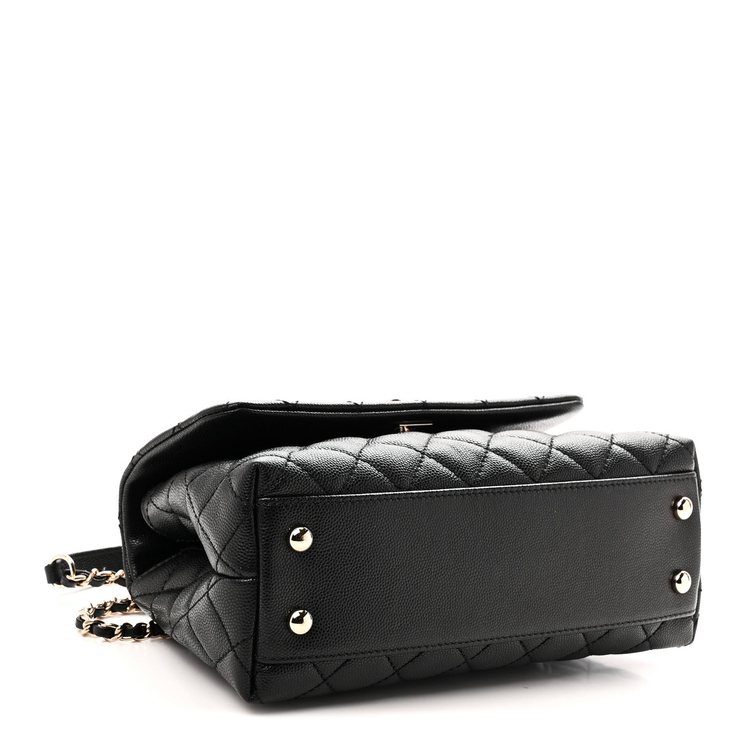 Caviar Quilted Mini Coco Handle Flap Black