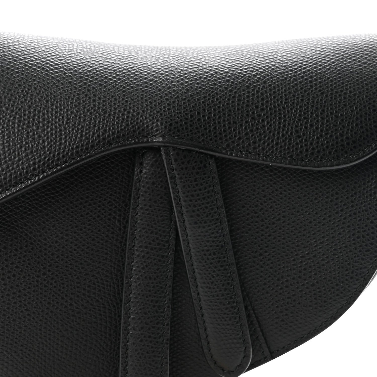 Grained Calfskin Mini Saddle Bag Black