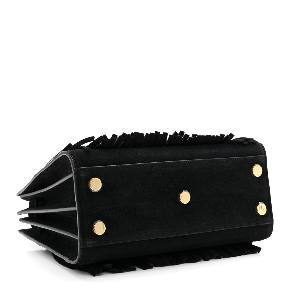 Suede Fringe Nano Sac De Jour Black