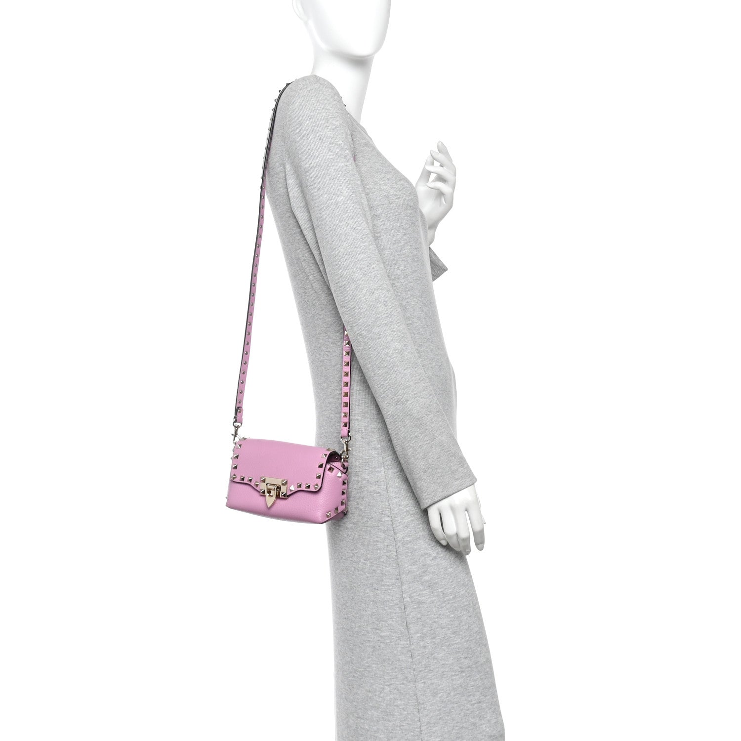 Pebbled Calfskin Mini Rockstud Crossbody Bag Giacinto