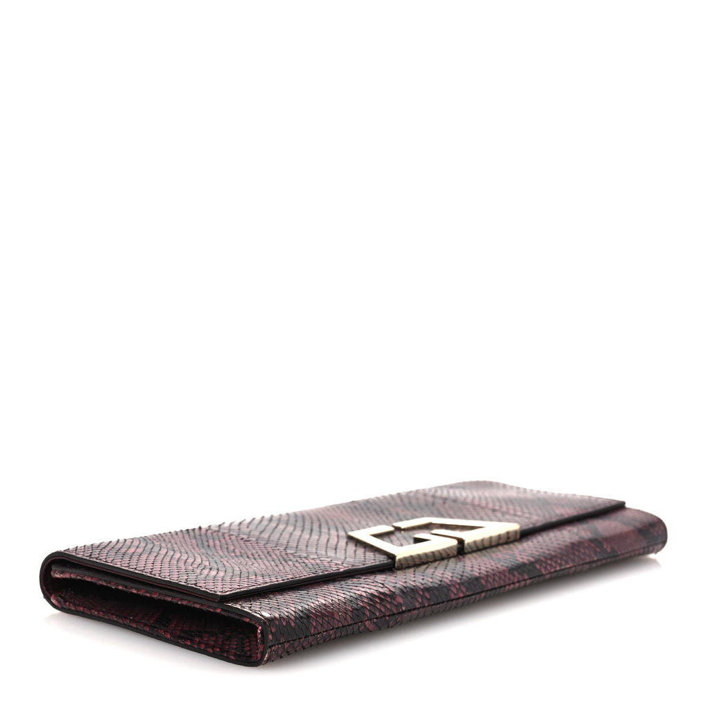 Snakeskin G Night Clutch Burgundy Black