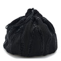 Chiffon Silk Crepe Beaded Pochon Broderie Bag Black