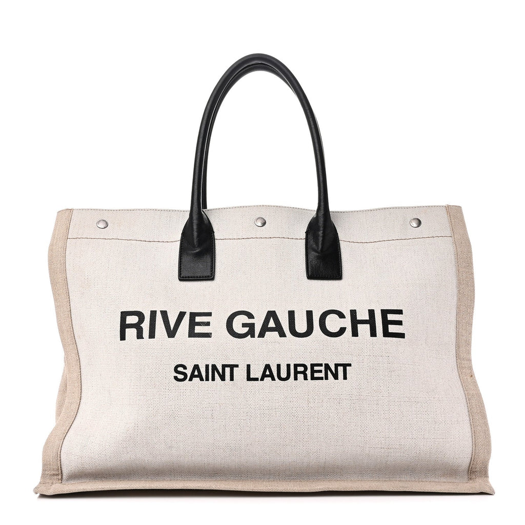Linen Calfskin Rive Gauche Tote Greggio Natural