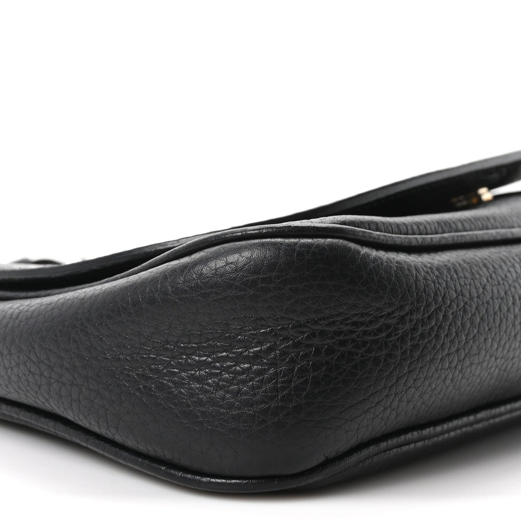 Pebbled Calfskin Medium Soho Flap Crossbody Black