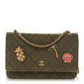 Canvas Quilted Coco Cuba Charms Wallet on Chain WOC Khaki