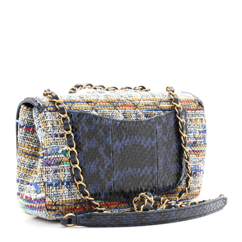 Tweed Snakeskin Quilted Medium CC Filigree Flap Multicolor