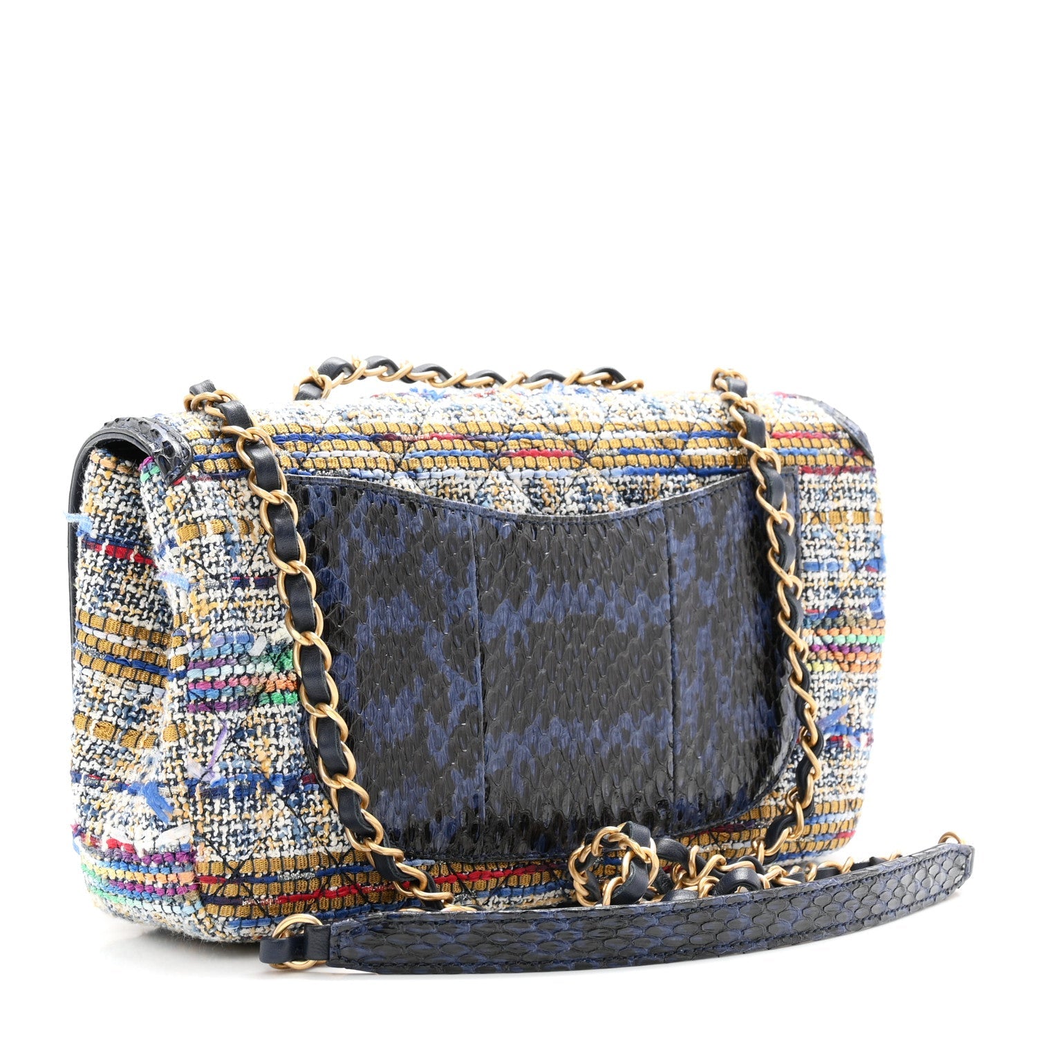 Tweed Snakeskin Quilted Medium CC Filigree Flap Multicolor