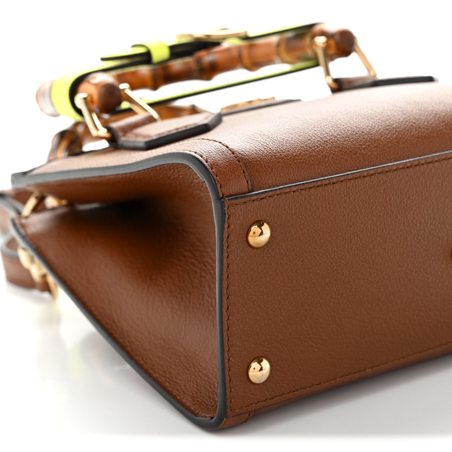 Wonka Grain Calfskin Mini Diana Tote Bag Cuir Yellow Fluo