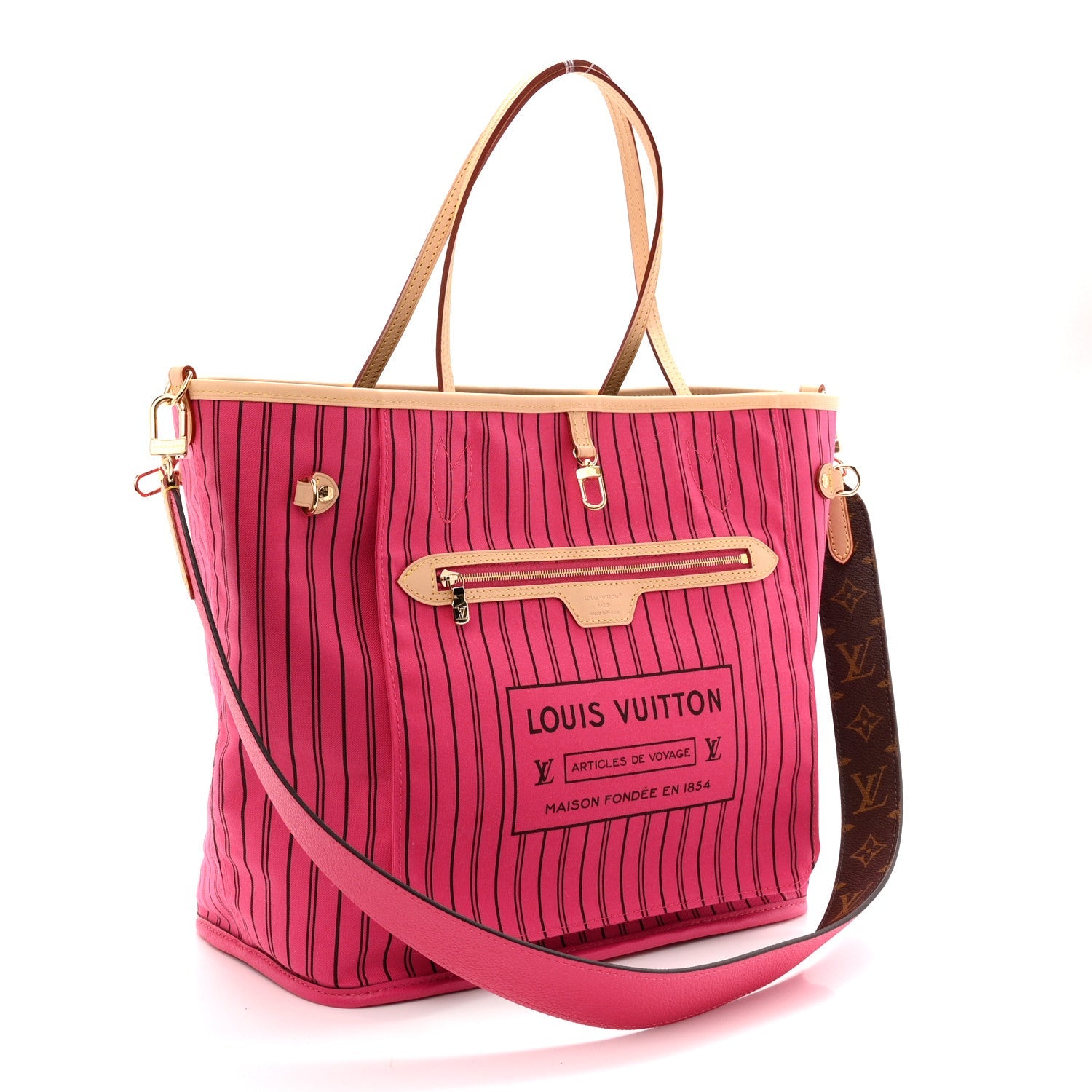 Monogram Inside Out Neverfull Bandouliere MM Rose Pondichery