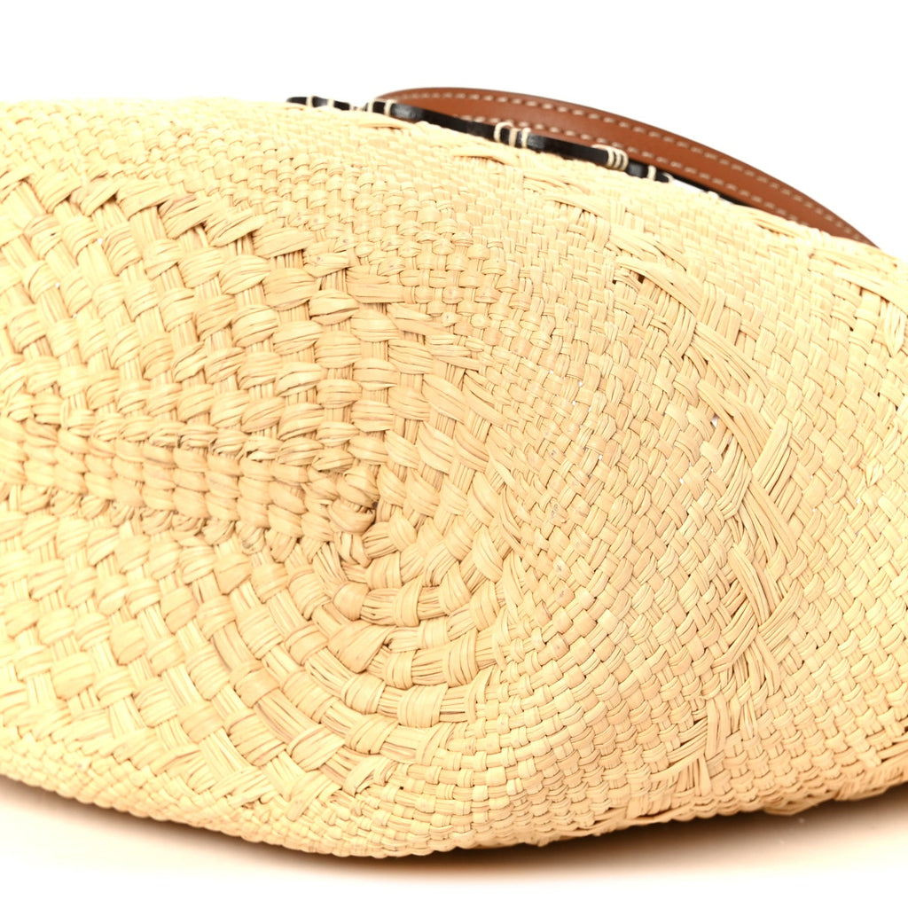 Calfskin Raffia Medium Anagram Basket Tote Bag Natural Tan