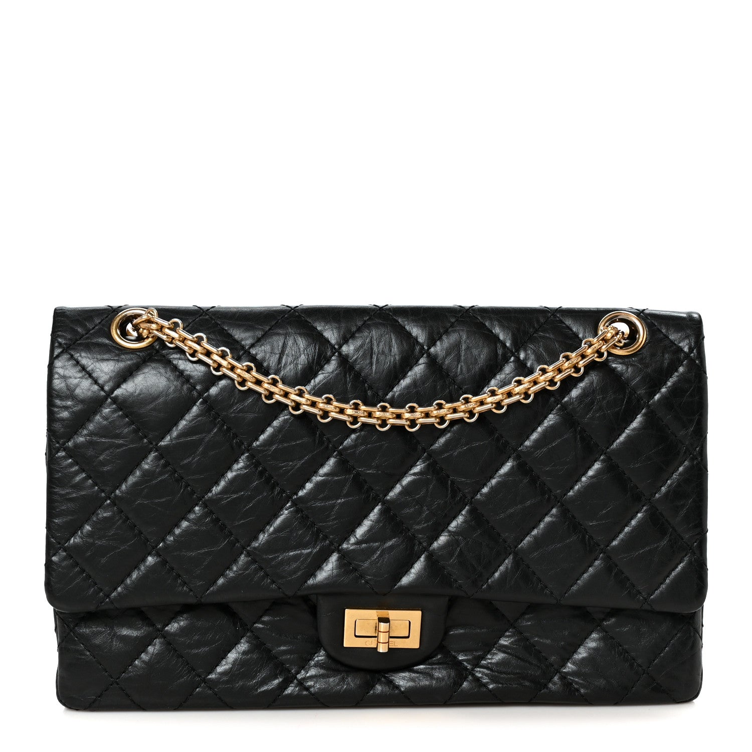 Aged Calfskin Quilted 2.55 Reissue 226 Flap Black