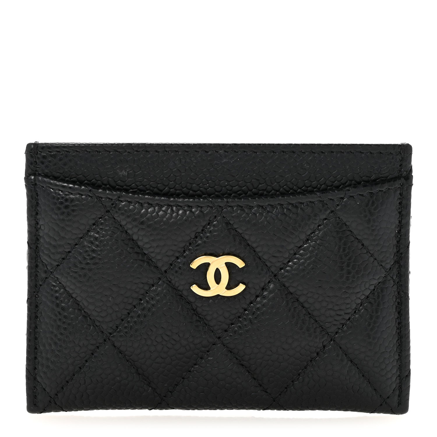 Caviar Quilted Card Holder Black