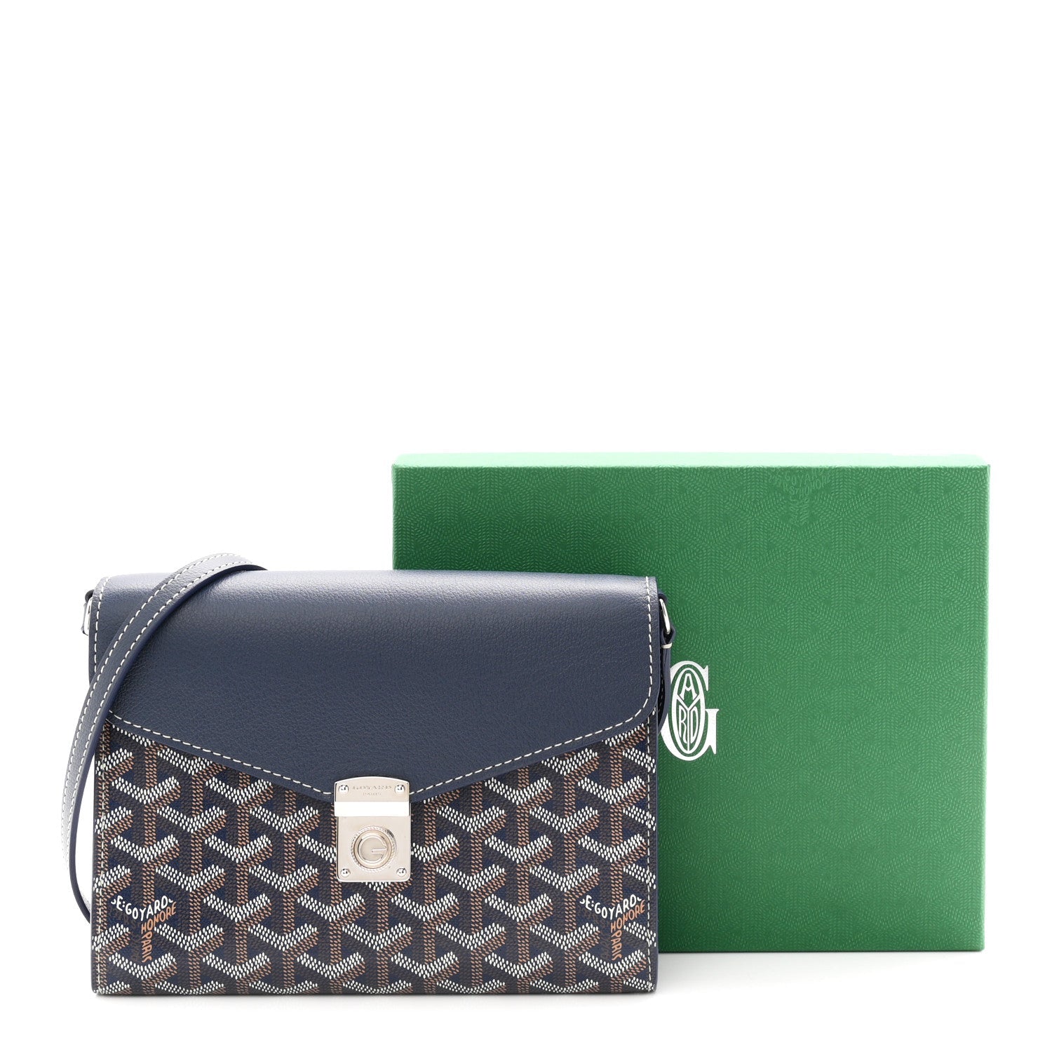 Goyardine Calfskin Chypre Wallet Pouch Navy