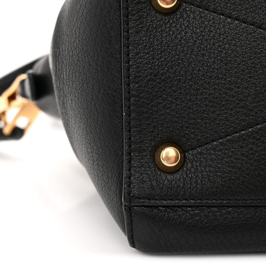 Textured Calfskin Mini Incognito Satchel Black