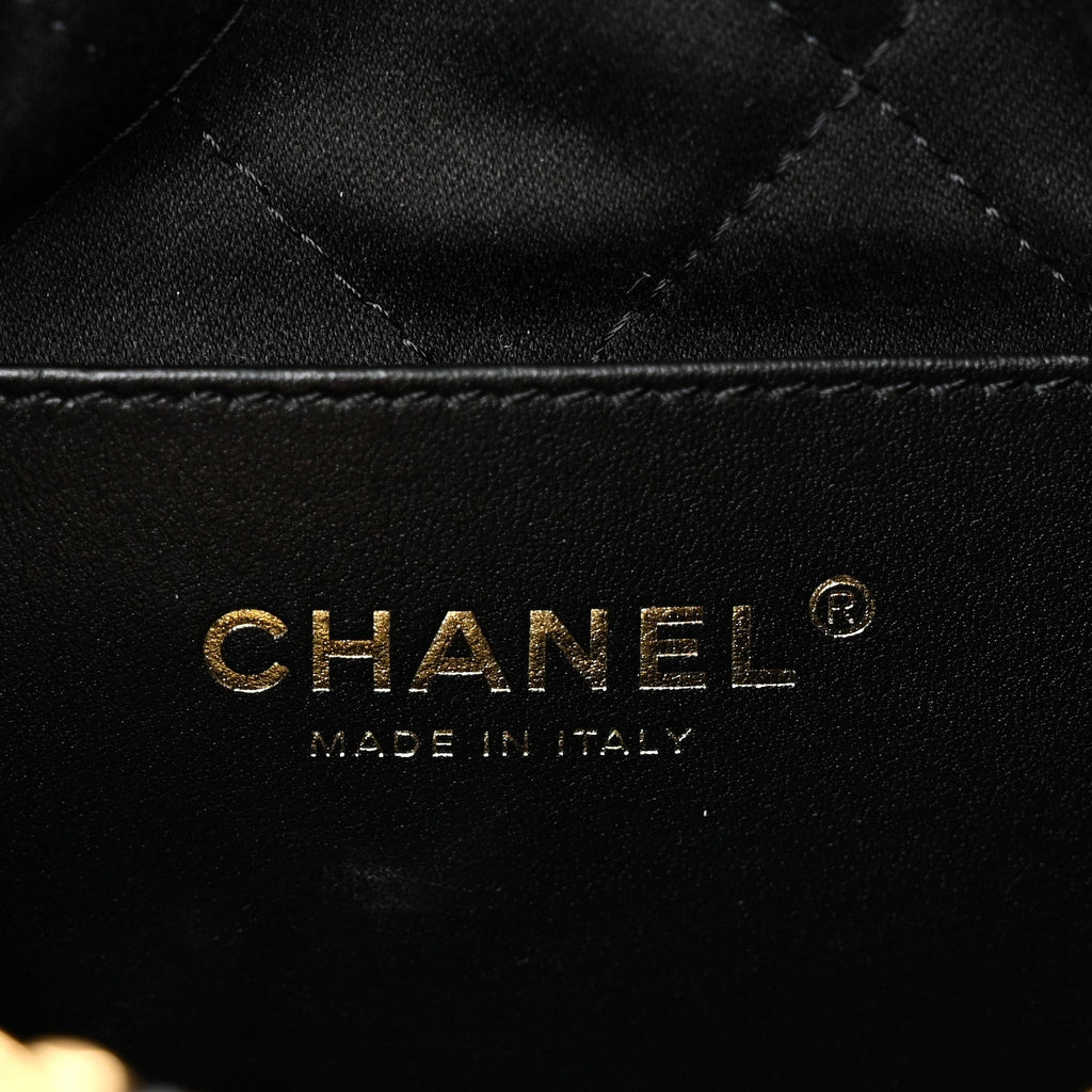 Shiny Calfskin Quilted Mini Chanel 22 Black