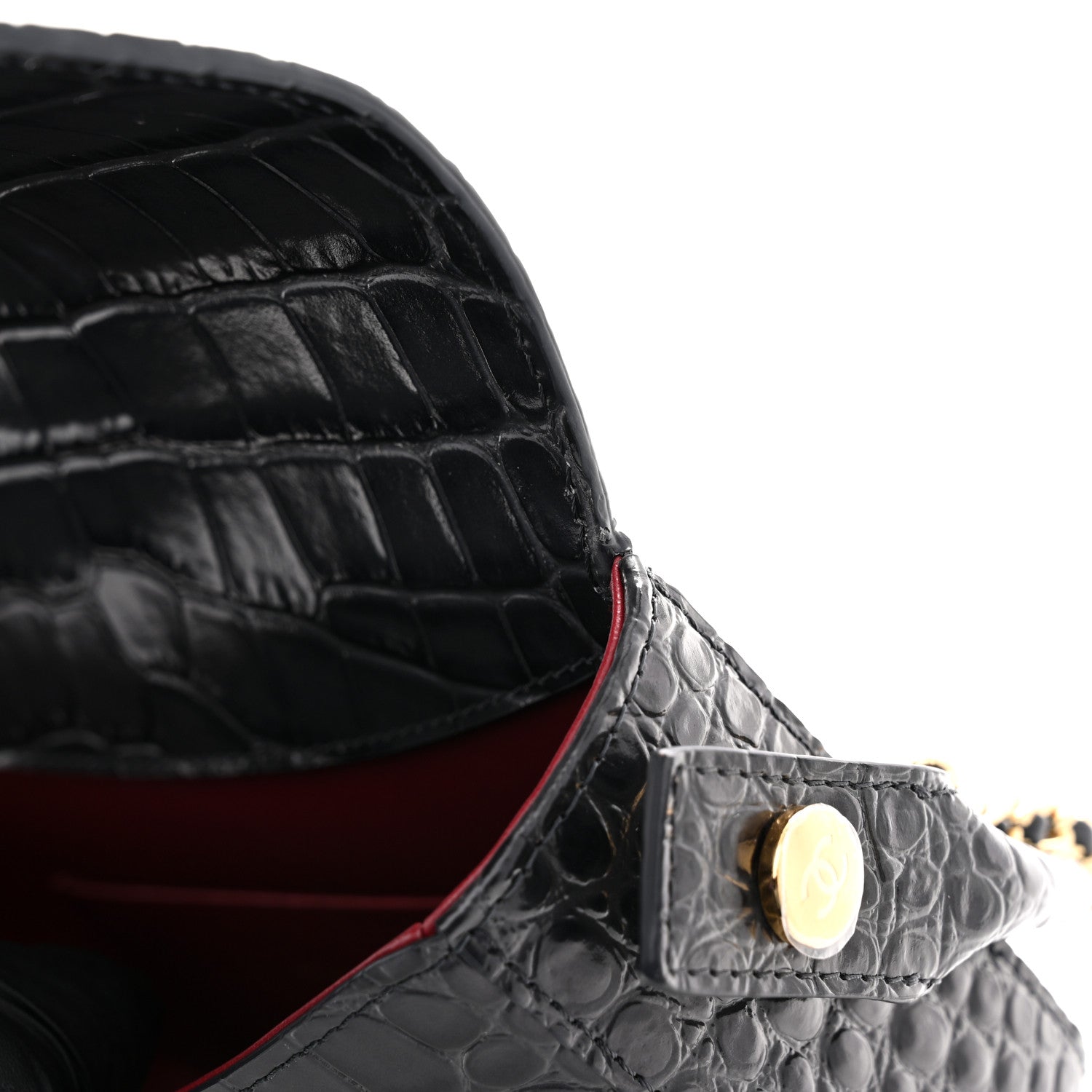 Calfskin Crocodile Embossed Turn Around Mini Flap Grey