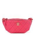 Lambskin Quilted Waist Bag Fanny Pack Pink