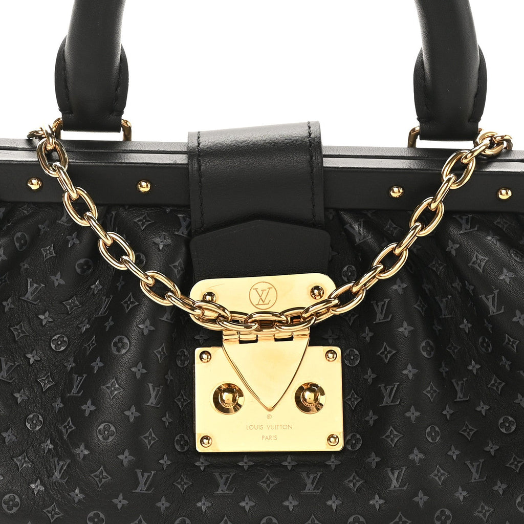 Calfskin Nanogram Embossed Clutch Black