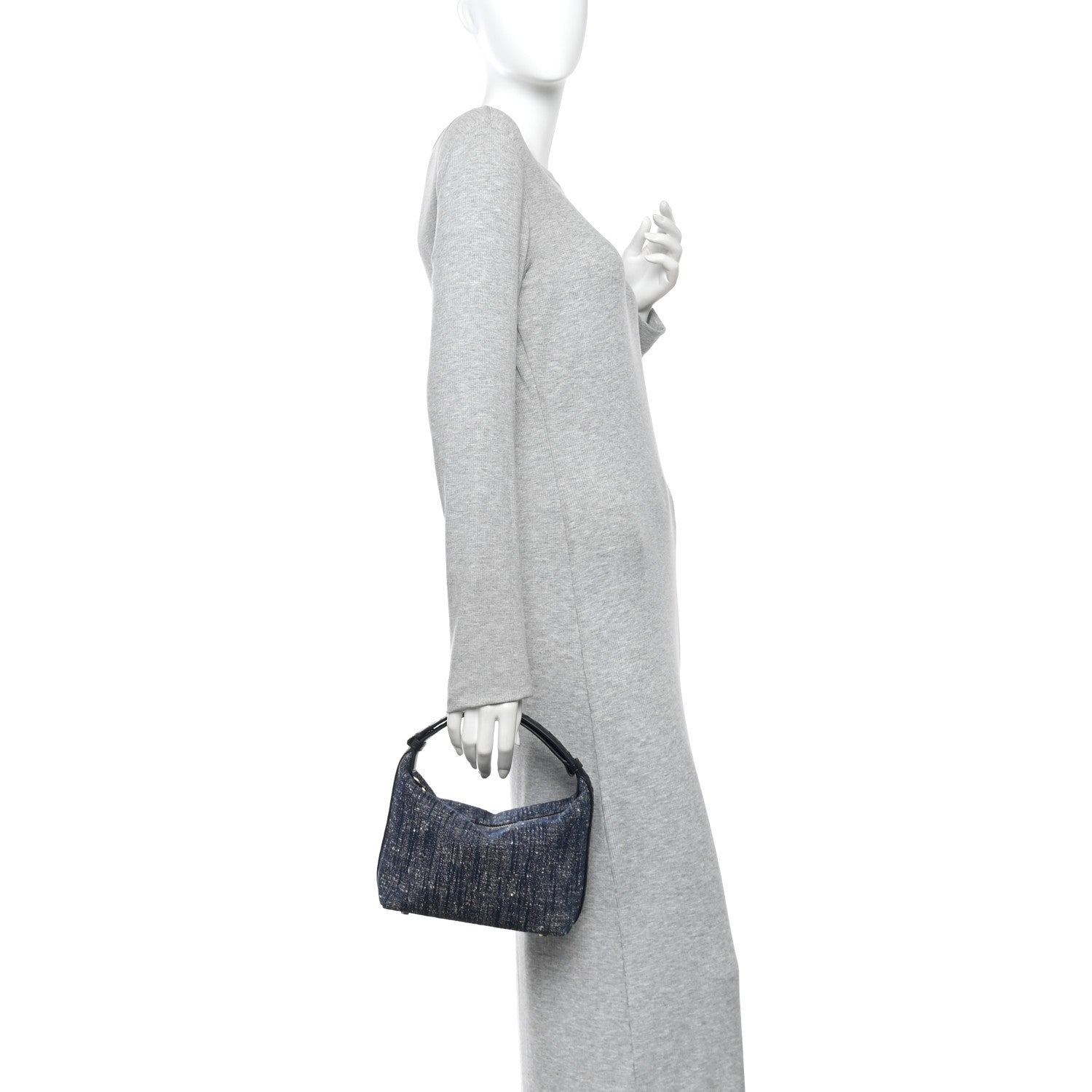 Denim Boucle Wallace Shoulder Bag Navy White Space