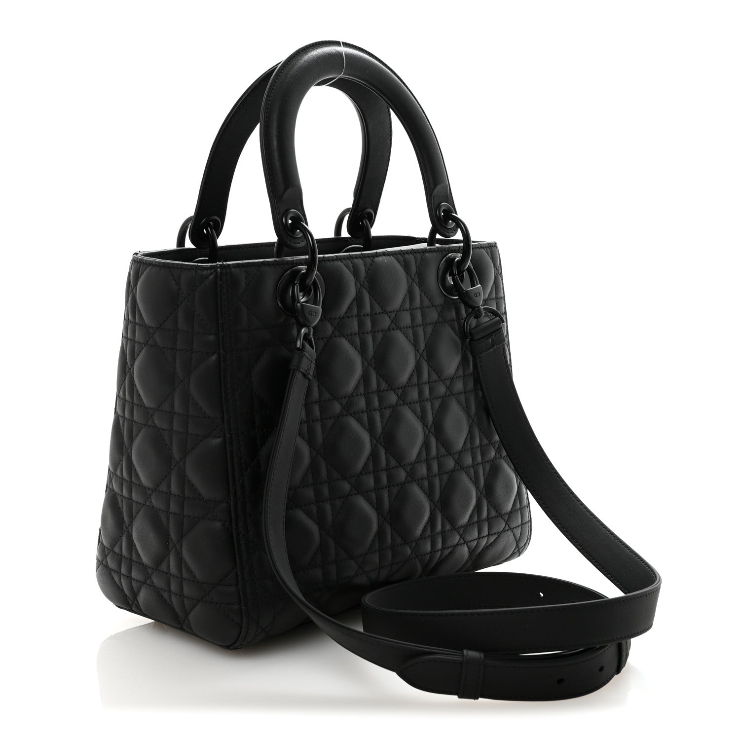 Ultra Matte Calfskin Cannage Medium Lady Dior Black
