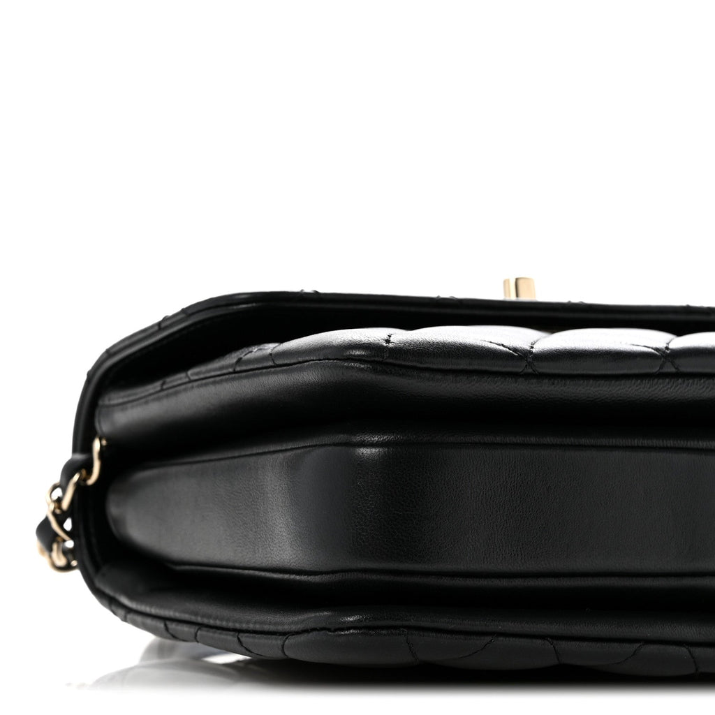 Lambskin Quilted Small Trendy CC Dual Handle Flap Bag Black