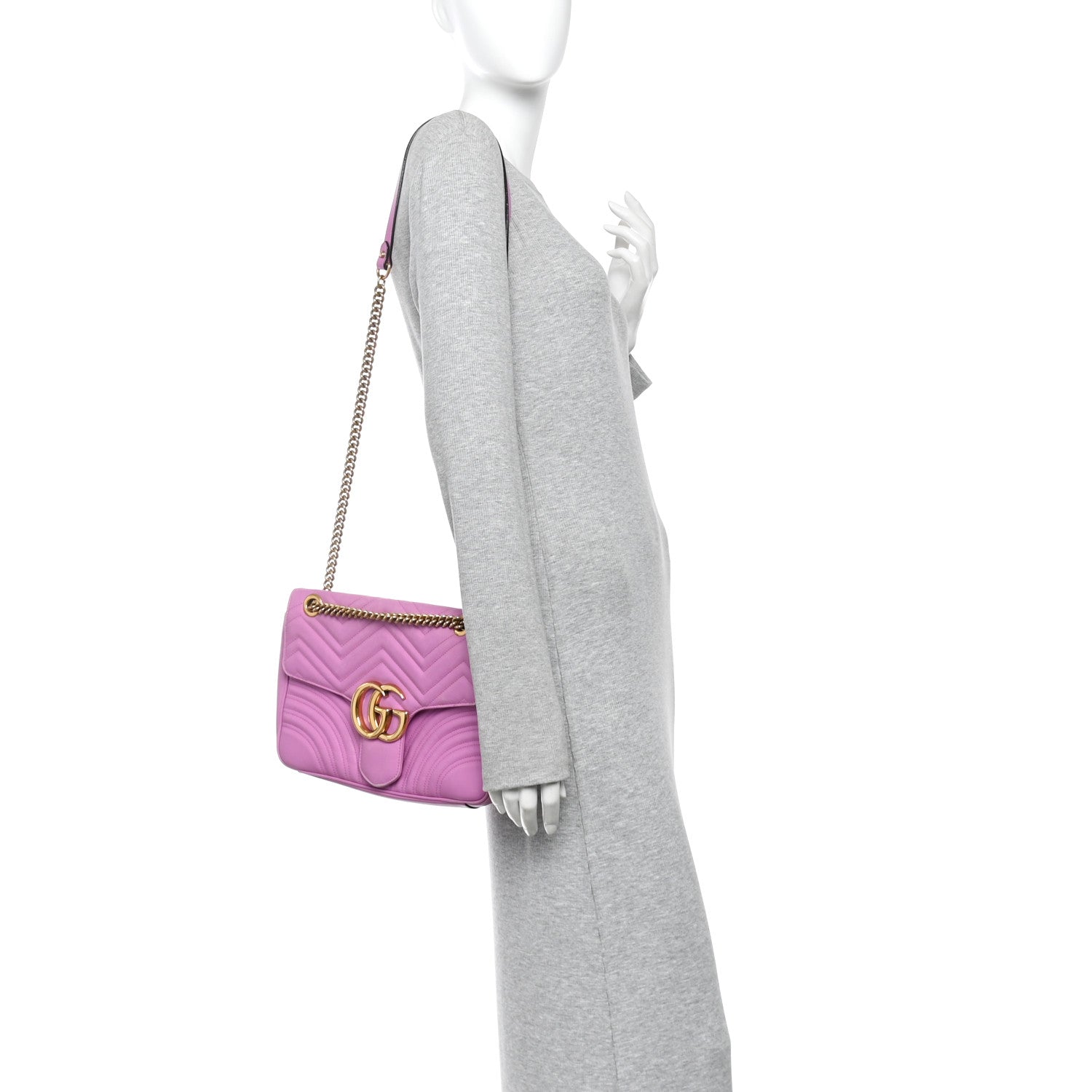 Calfskin Matelasse Medium GG Marmont Shoulder Bag Candy Mousse