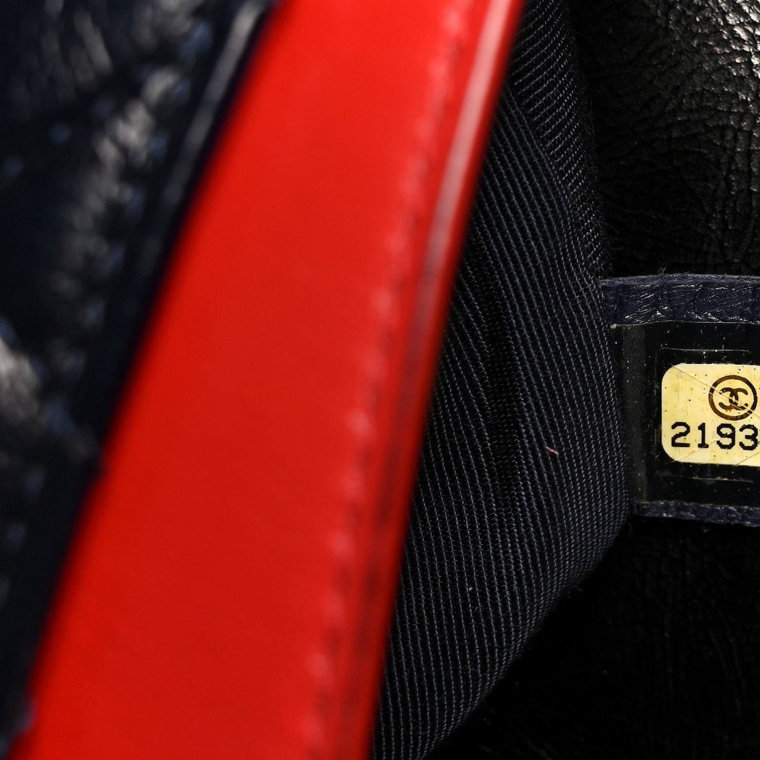 Shiny Goatskin Quilted Tri-Color Flap Black Red Navy