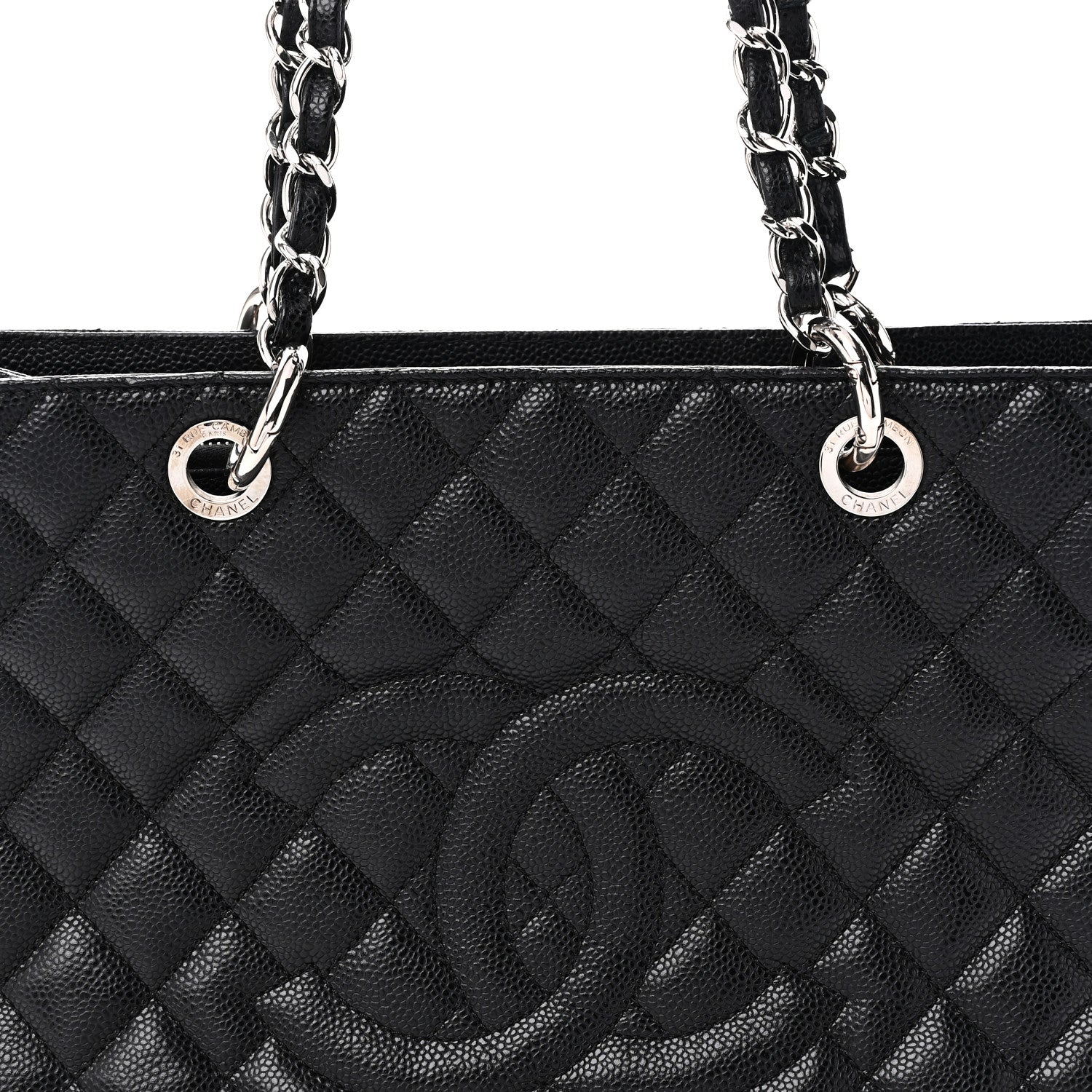 Caviar Quilted Grand Shopping Tote GST Black