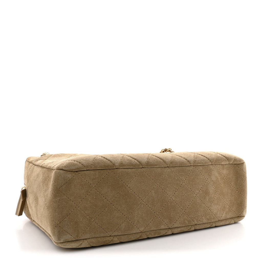 Suede Quilted Camerissimo Case Dark Beige