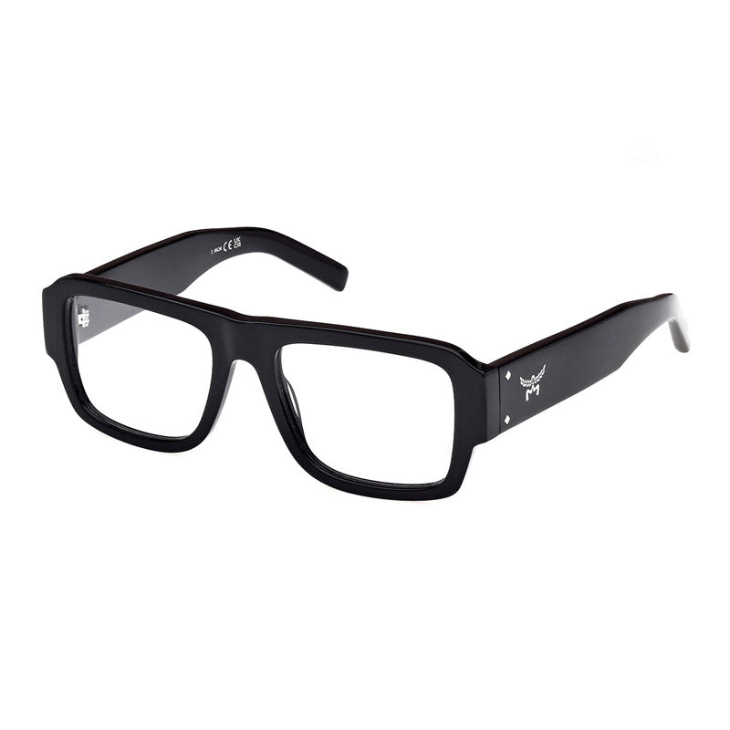 MCM Eyeglasses Square Full Rim, Shiny Black Frame and Clear Demo Lenses Lens MW5002001