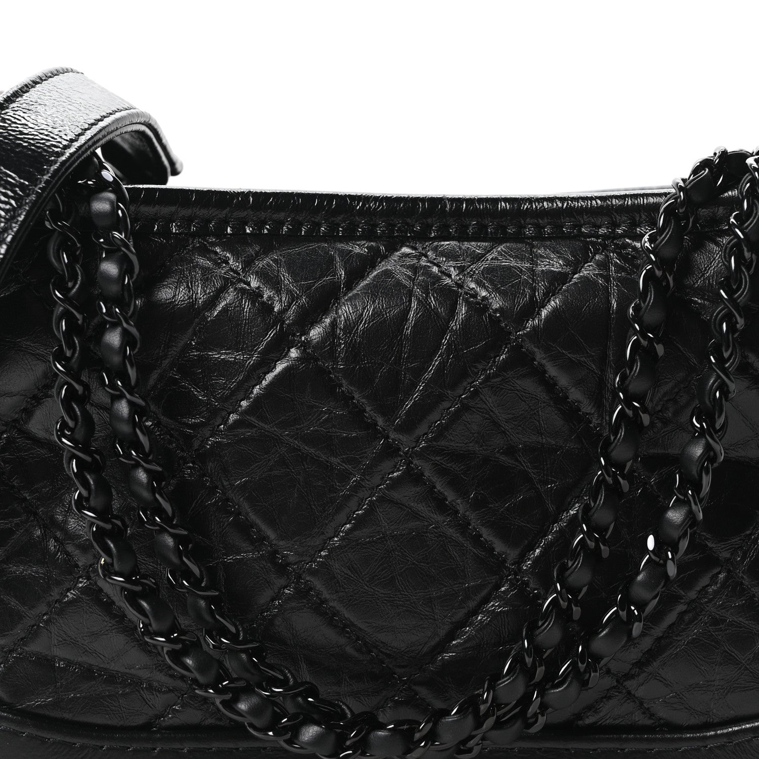 Aged Calfskin Quilted Small Gabrielle Hobo So Black