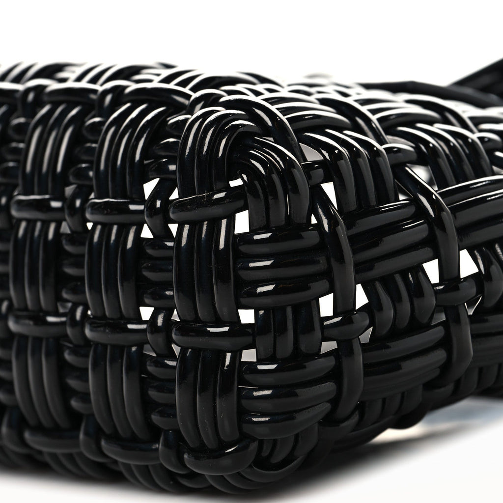 Faux Calfskin Braided Varnished XXS Bistro Basket Black