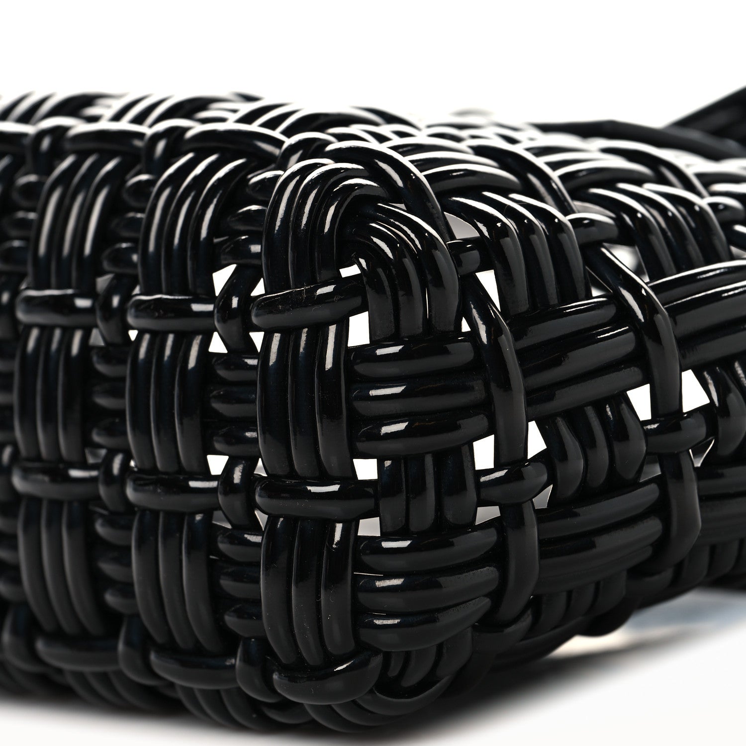 Faux Calfskin Braided Varnished XXS Bistro Basket Black