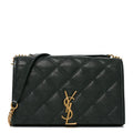 Lambskin Diamond Quilted Becky Chain Wallet Vert Fonce