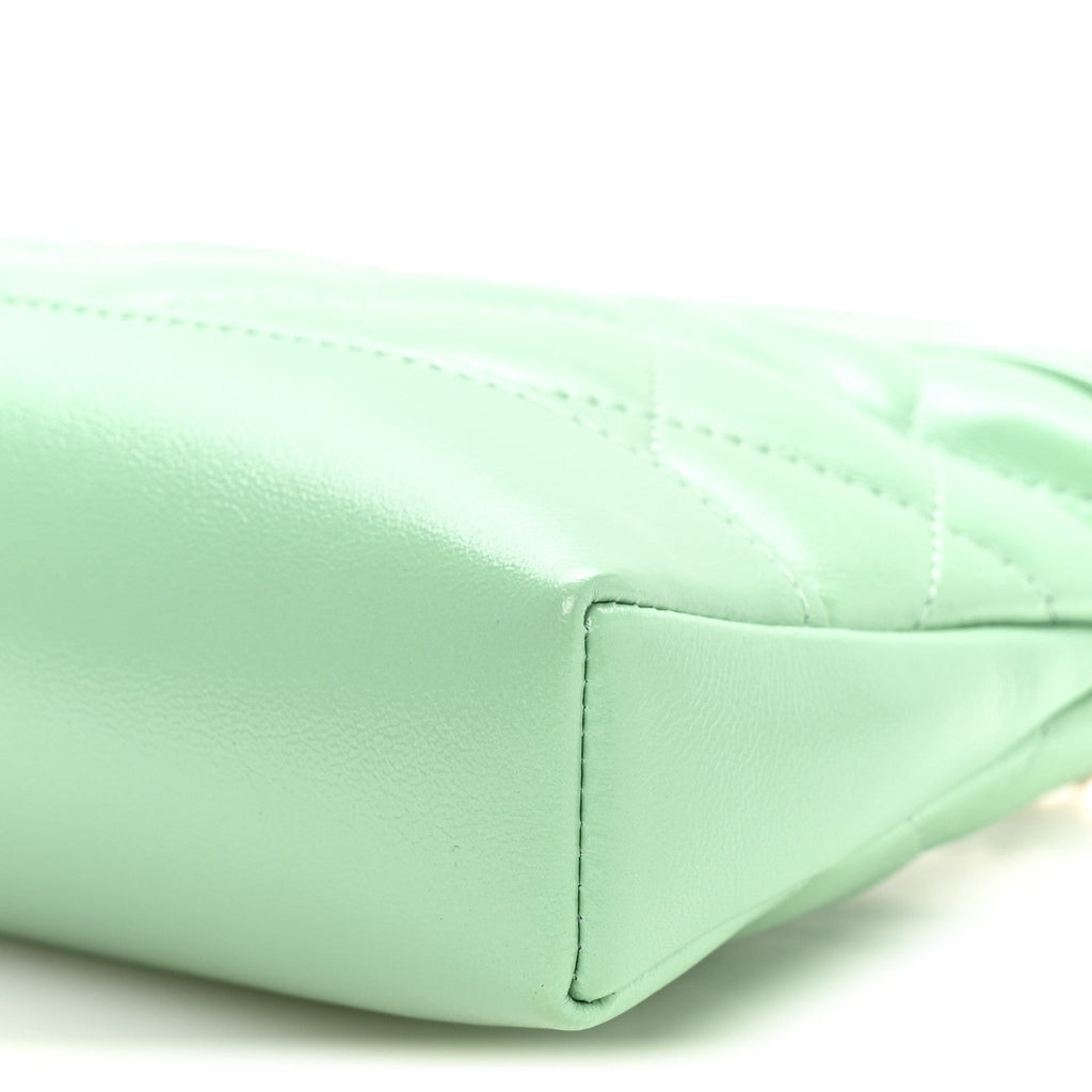 Shiny Crumpled Calfskin Quilted Nano 31 Shopping Bag Light Green